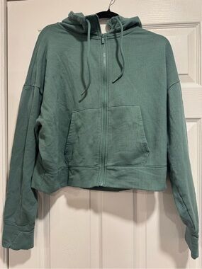 Womens Sage Green Zip-Up Hooded Jacket